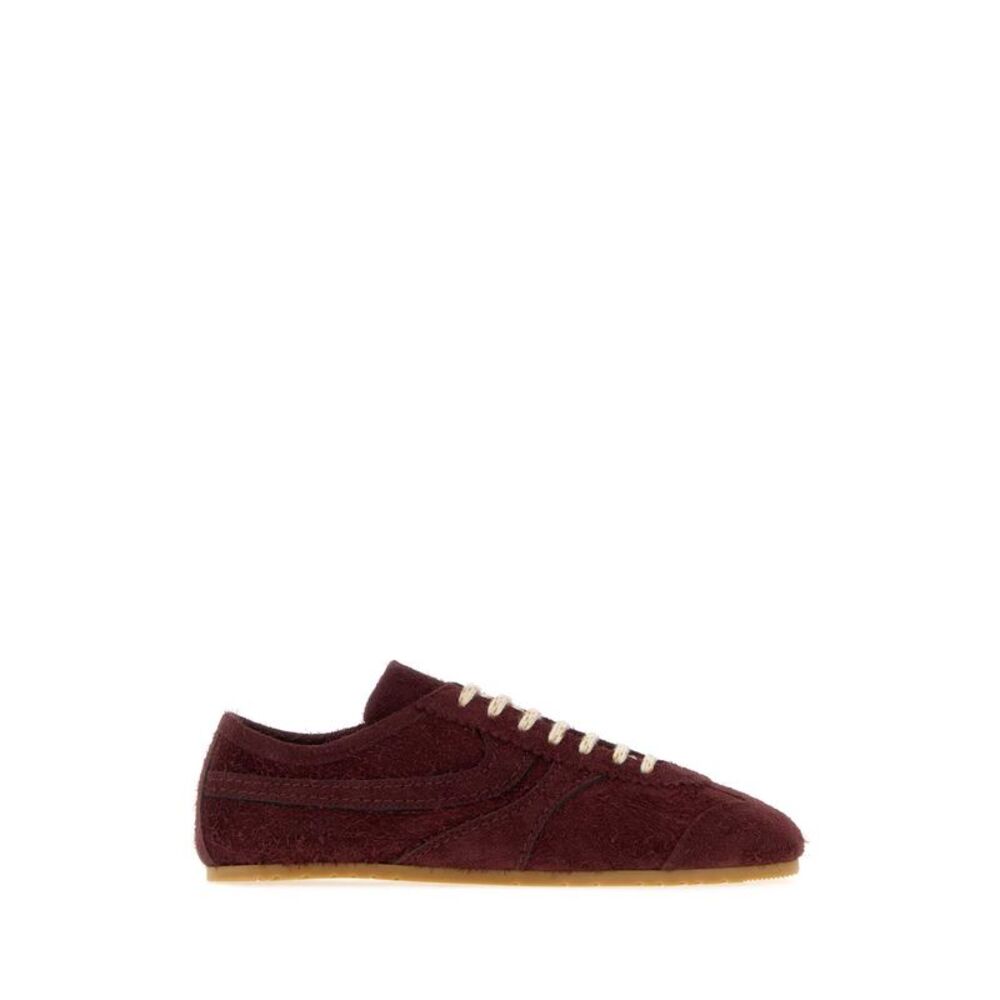 Dries Van Noten Women Burgundy Suede Sneakers